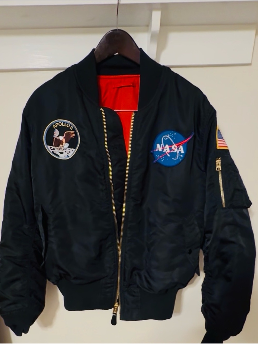 Alpha Industries Apollo MA-1 bomber jacket, reverse, lrg, barely worn
